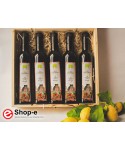 Geschenkbox aus Holz mit 5 Flaschen sizilianischem Bio-Öl