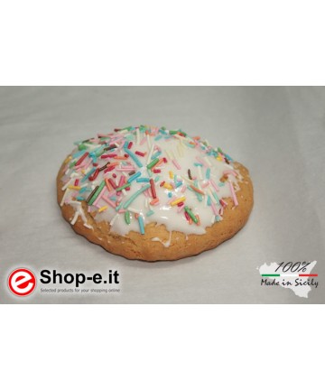 Buccellati with Sicilian almonds covered with icing and sprinkles