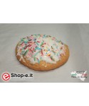 Buccellati with Sicilian almonds covered with icing and sprinkles